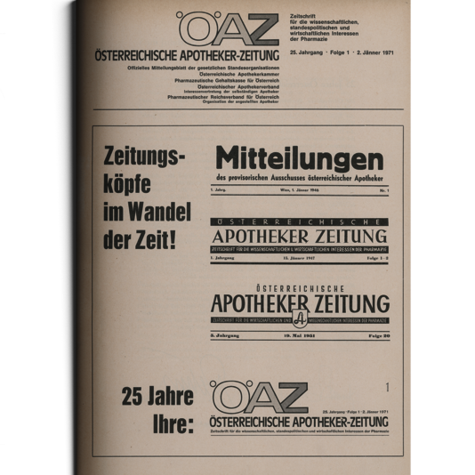 Cover der ersten Ausgabe des 25. Jahrgangs der ÖAZ im Jahr 1971.