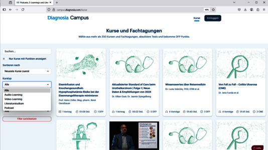 Ansicht einer contentspezifischen Landingpage